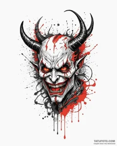 Devil, ink illustration for tattoo, trash pol... - эскиз тату (№1753041967_0, 20.07.2025 20:06) — Tatufoto.com