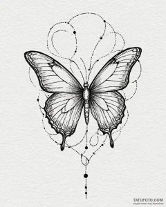 Tattoo design a minimalist butterfly with dot... - эскиз тату (№1753043375_0, 20.07.2025 20:29) — Tatufoto.com