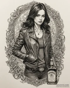 A graphic novel portrait of jessica jones, wi... - эскиз тату (№1753043457_0, 20.07.2025 20:30) — Tatufoto.com