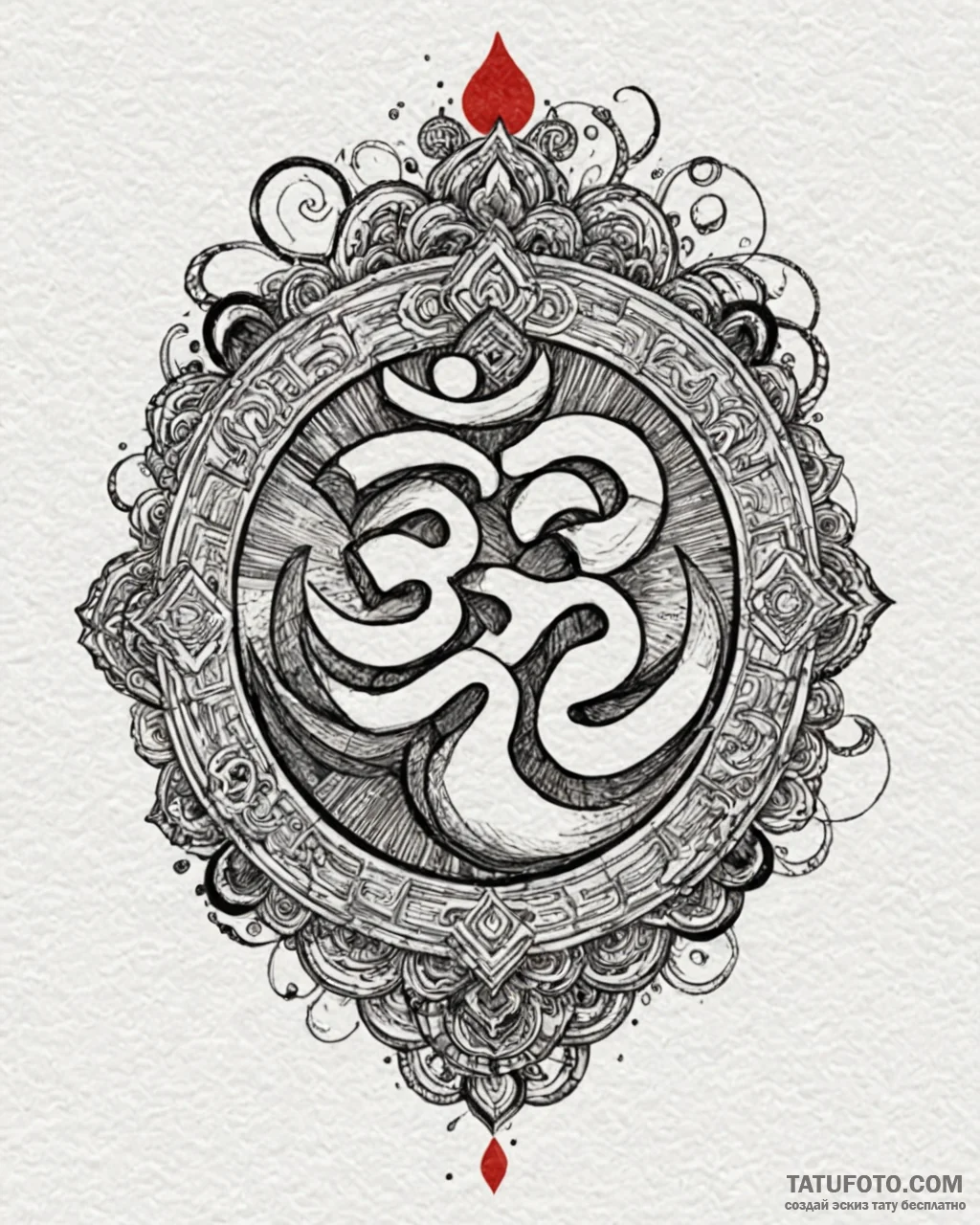 Om (symbol), ink illustration for tattoo, mut... - эскиз тату (№1753044364_0, 20.07.2025 20:46) — Tatufoto.com