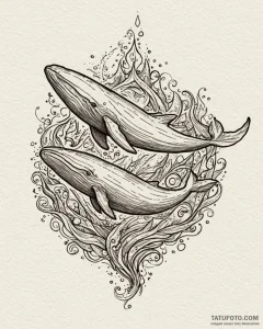 Whale, artistic tattoo sketch, sepia tone ske... - эскиз тату (№1753044447_0, 20.07.2025 20:47) — Tatufoto.com