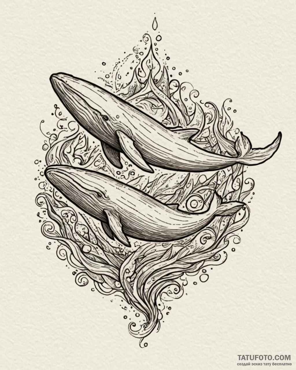 Whale, artistic tattoo sketch, sepia tone ske... - эскиз тату (№1753044447_0, 20.07.2025 20:47) — Tatufoto.com
