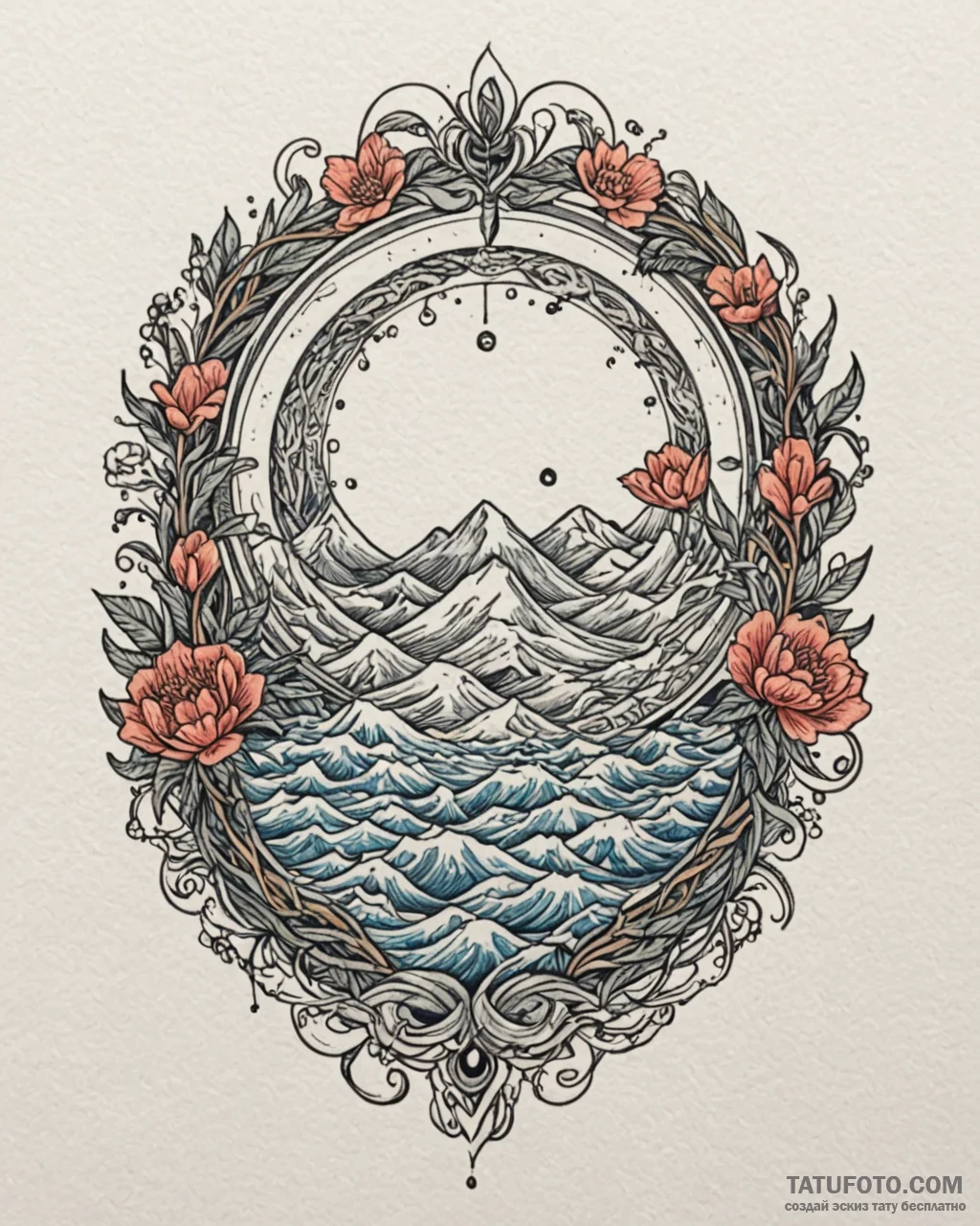 Tattoo sketch a ripple effect, representing i... - эскиз тату (№1753044695_0, 20.07.2025 20:51) — Tatufoto.com