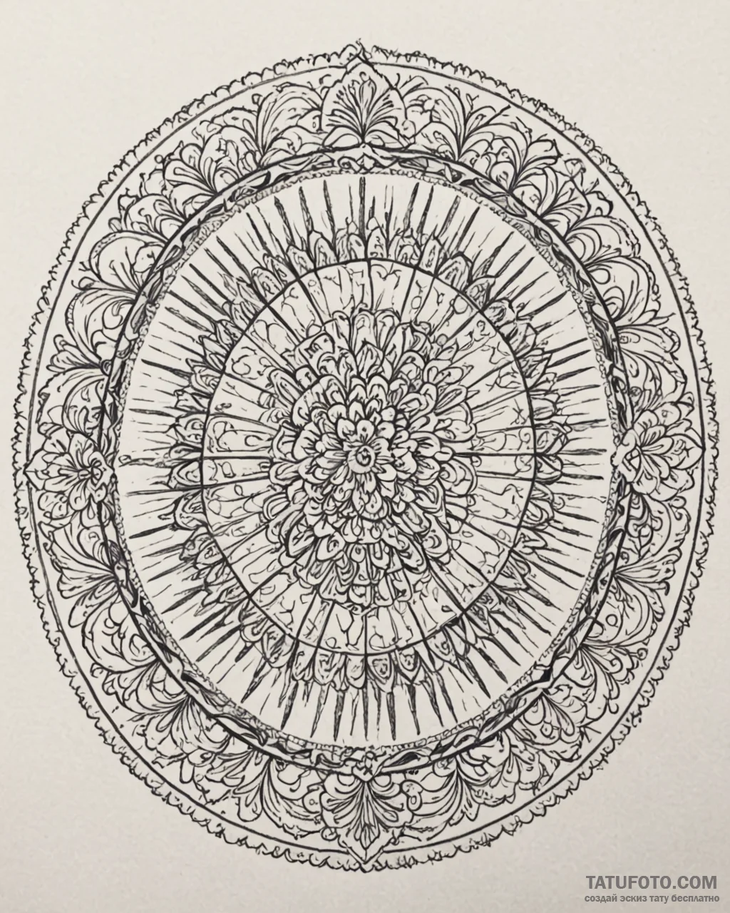 Tattoo design: a circular or mandalic arrange… — эскиз тату (№1753044777_0, 20.07.2025 20:52) — Tatufoto.com