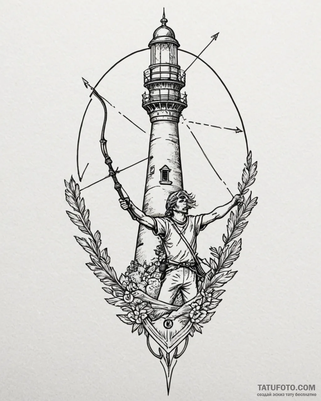 Tattoo sketch a sagittarius archer whose arro… — эскиз тату (№1753044860_0, 20.07.2025 20:54) — Tatufoto.com