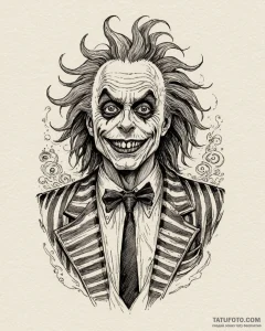 A graphic novel portrait of beetlejuice, "it'... - эскиз тату (№1753045026_0, 20.07.2025 20:57) — Tatufoto.com