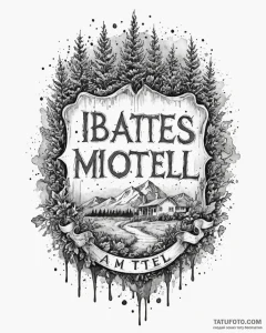 A minimalist sketch of the bates motel sign,,... - эскиз тату (№1753045190_0, 20.07.2025 20:59) — Tatufoto.com