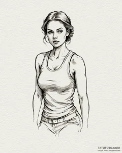 A sketch of the "final girl" trope, a determi... - эскиз тату (№1753045273_0, 20.07.2025 21:01) — Tatufoto.com
