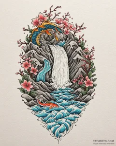 Tattoo sketch a flowing river that transforms... - эскиз тату (№1753045519_0, 20.07.2025 21:05) — Tatufoto.com