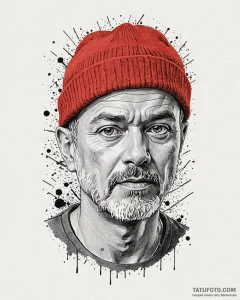 A graphic novel style portrait of steve zisso... - эскиз тату (№1753046015_0, 20.07.2025 21:13) — Tatufoto.com