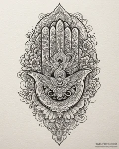 Tattoo design a subtle 'hamsa' hand symbol fo... - эскиз тату (№1753046180_0, 20.07.2025 21:16) — Tatufoto.com