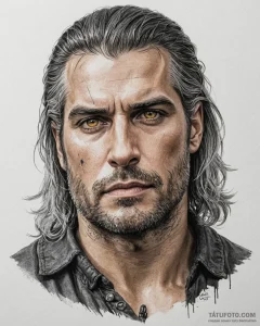 A neo-traditional portrait of henry cavill as... - эскиз тату (№1753046263_0, 20.07.2025 21:17) — Tatufoto.com
