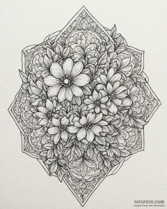 Tattoo design a delicate hexagon with a tiny... - эскиз тату (№1753046345_0, 20.07.2025 21:19) — Tatufoto.com