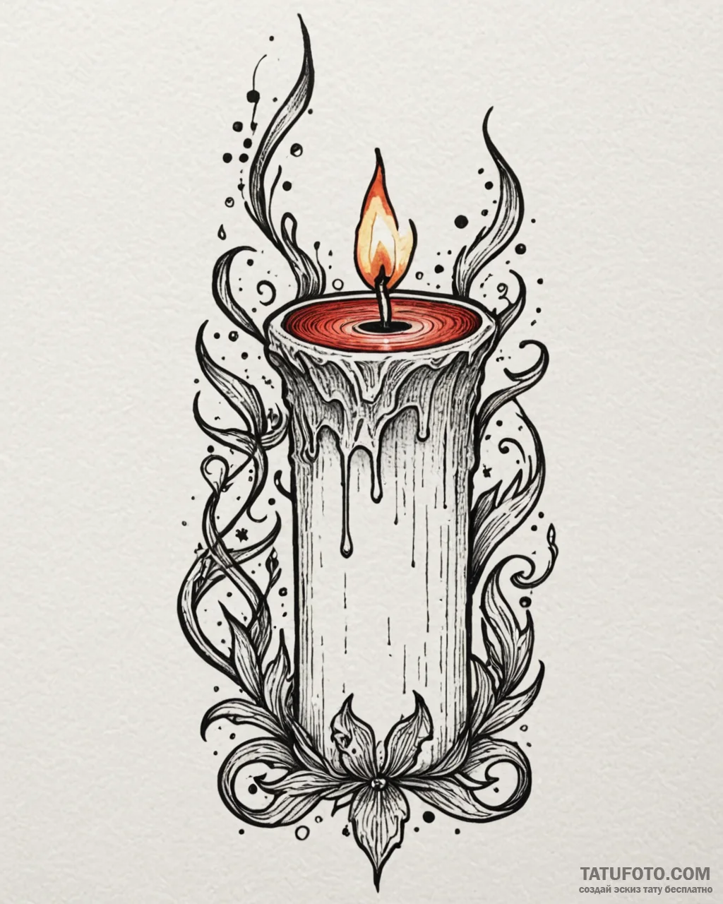 Tattoo sketch a single, flickering candle fla… — эскиз тату (№1753046593_0, 20.07.2025 21:23) — Tatufoto.com