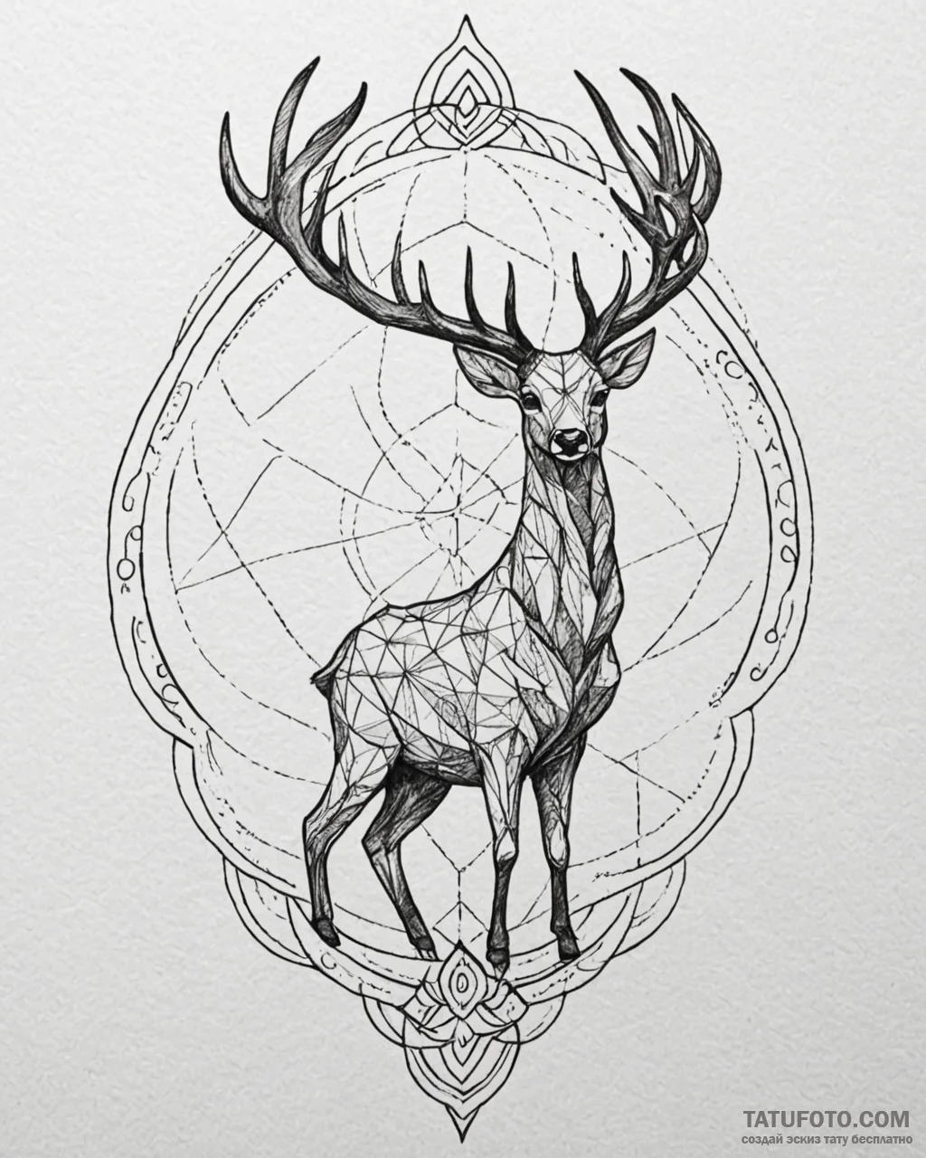 Tattoo sketch a subtle deer silhouette, elega... - эскиз тату (№1753046759_0, 20.07.2025 21:25) — Tatufoto.com