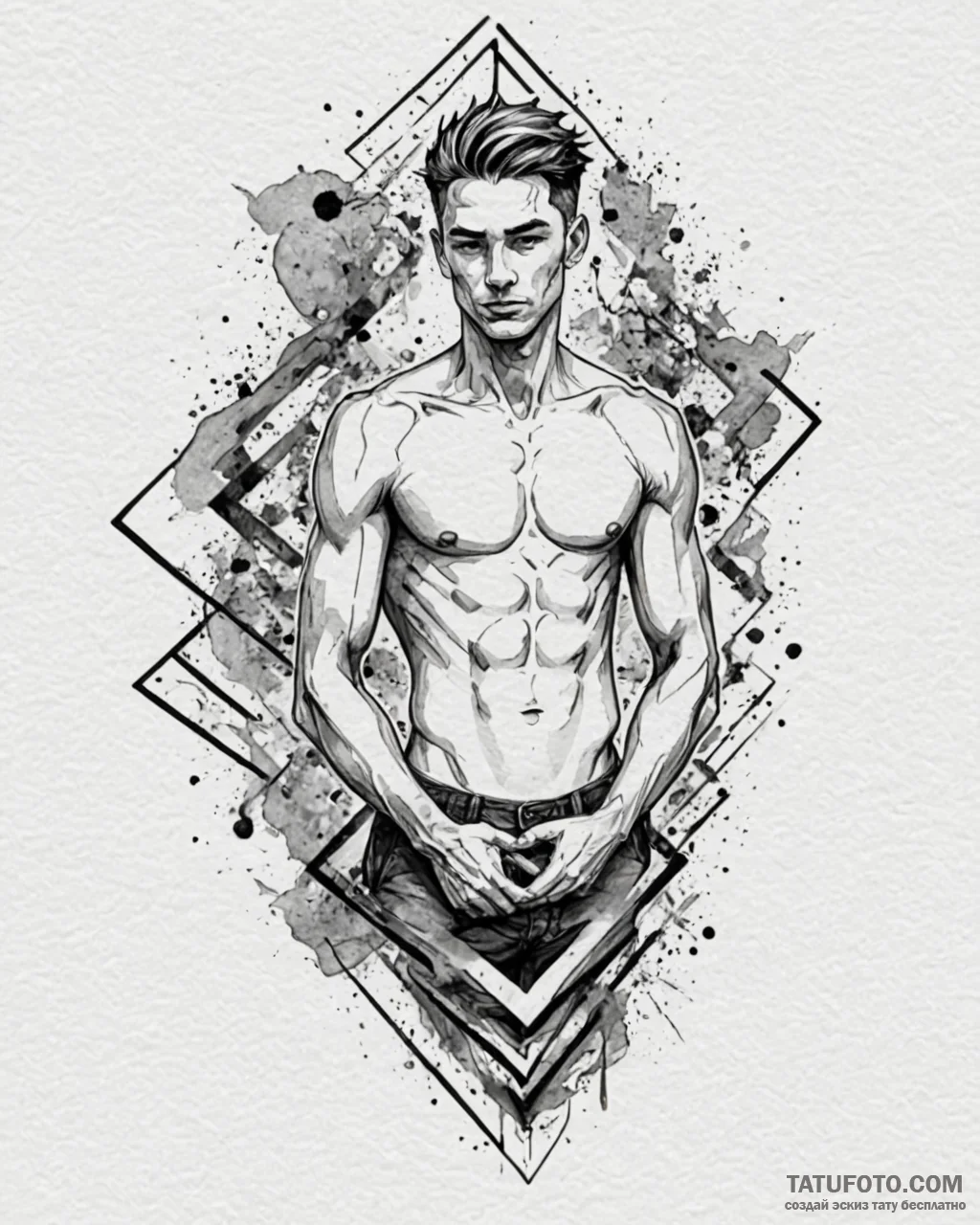 Tattoo design a stylized "hitbox" outline aro... - эскиз тату (№1753047171_0, 20.07.2025 21:32) — Tatufoto.com