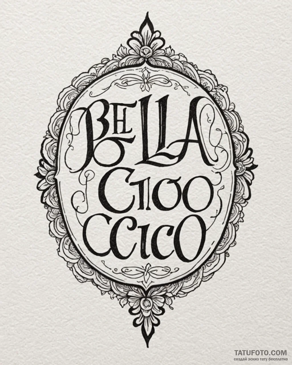 A chicano lettering tattoo of "bella ciao",,... - эскиз тату (№1753047997_0, 20.07.2025 21:46) — Tatufoto.com