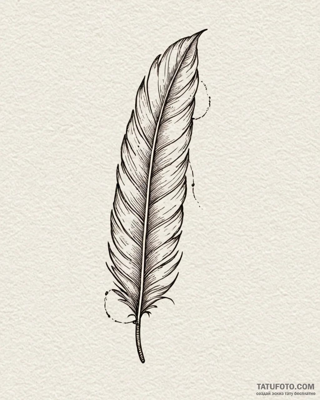 Tattoo design a single feather falling, symbo... - эскиз тату (№1753048079_0, 20.07.2025 21:47) — Tatufoto.com
