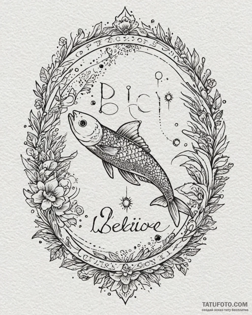 Tattoo design "i believe" text for pisces, wi... - эскиз тату (№1753048574_0, 20.07.2025 21:56) — Tatufoto.com