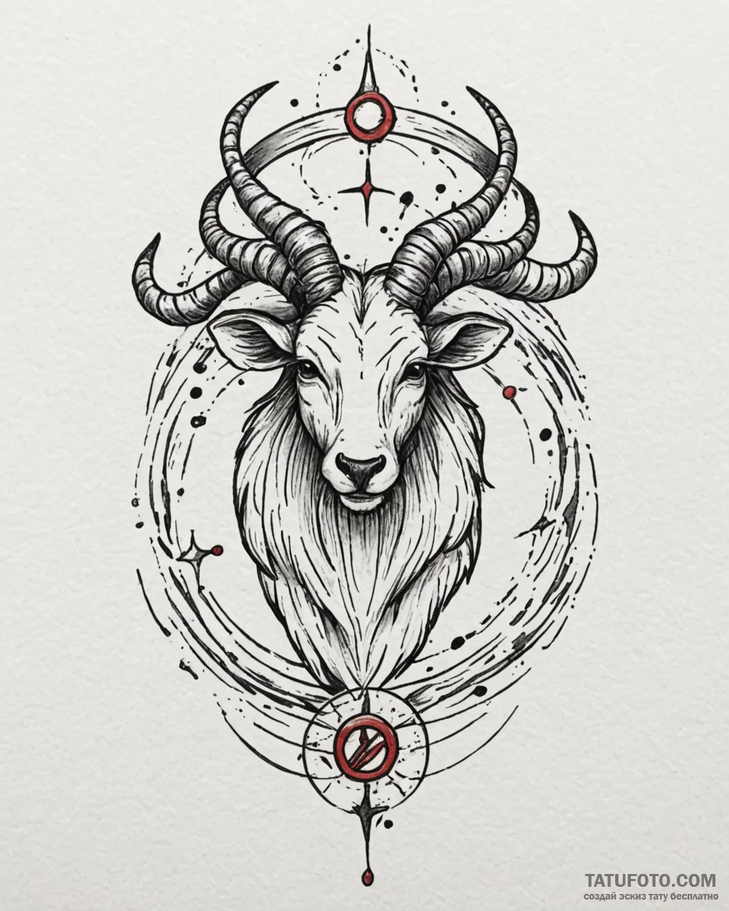 Tattoo design a zodiac symbol as if drawn in... - эскиз тату (№1753049152_0, 20.07.2025 22:05) — Tatufoto.com