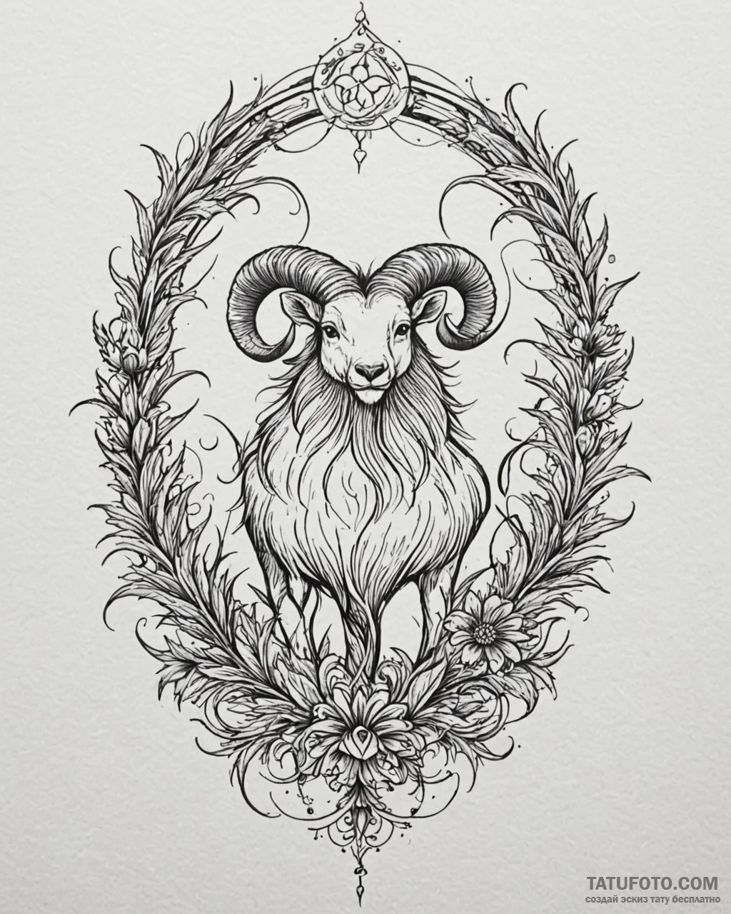 Tattoo sketch a zodiac animal integrated with... - эскиз тату (№1753049730_0, 20.07.2025 22:15) — Tatufoto.com