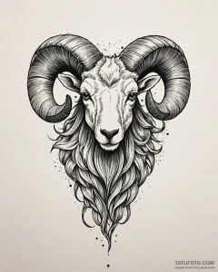 Tattoo sketch a stylized ram's head, with a f... - эскиз тату (№1753049812_0, 20.07.2025 22:16) — Tatufoto.com
