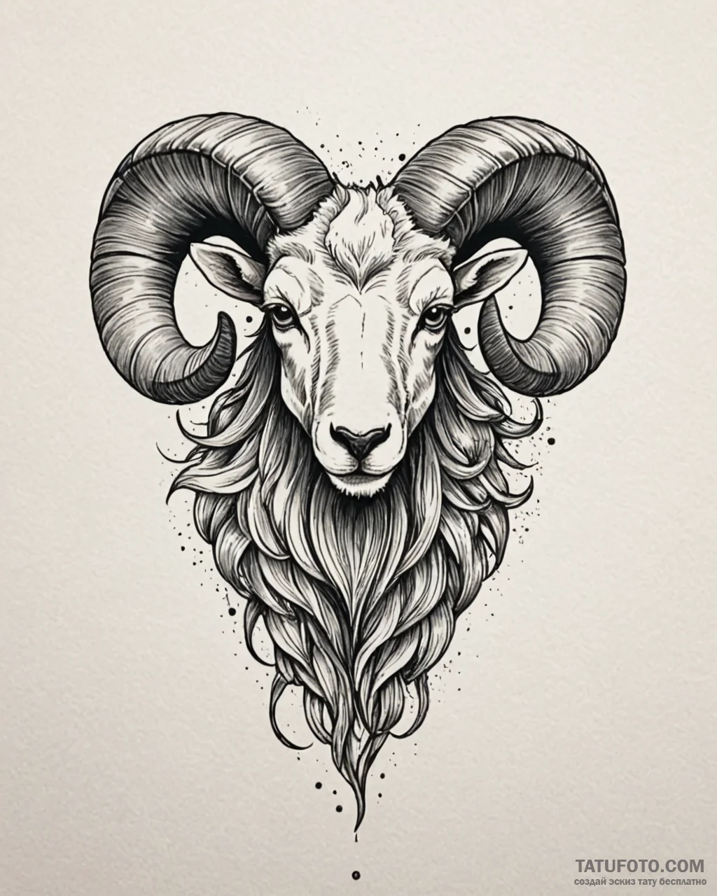 Tattoo sketch a stylized ram's head, with a f... - эскиз тату (№1753049812_0, 20.07.2025 22:16) — Tatufoto.com