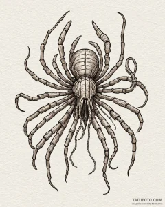 Linework tattoo of a facehugger, minimalist a... - эскиз тату (№1753050472_0, 20.07.2025 22:27) — Tatufoto.com