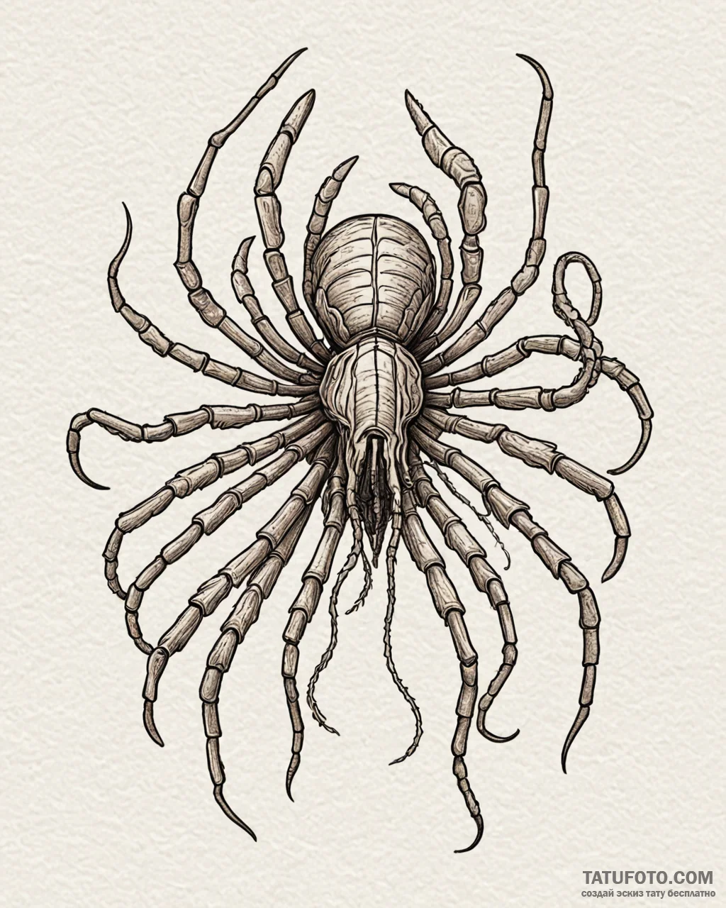 Linework tattoo of a facehugger, minimalist a... - эскиз тату (№1753050472_0, 20.07.2025 22:27) — Tatufoto.com
