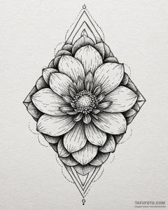 Tattoo design a minimalist geometric flower.,... - эскиз тату (№1753050554_0, 20.07.2025 22:29) — Tatufoto.com