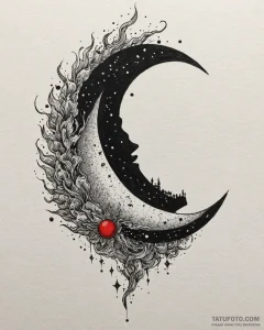 Tattoo design a dark sky with a powerful, glo... - эскиз тату (№1753050719_0, 20.07.2025 22:31) — Tatufoto.com