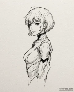 A watercolor tattoo of rei ayanami from evang... - эскиз тату (№1753051299_0, 20.07.2025 22:41) — Tatufoto.com