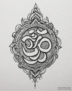 Om (symbol), ink illustration for tattoo, bla... - эскиз тату (№1753051464_0, 20.07.2025 22:44) — Tatufoto.com