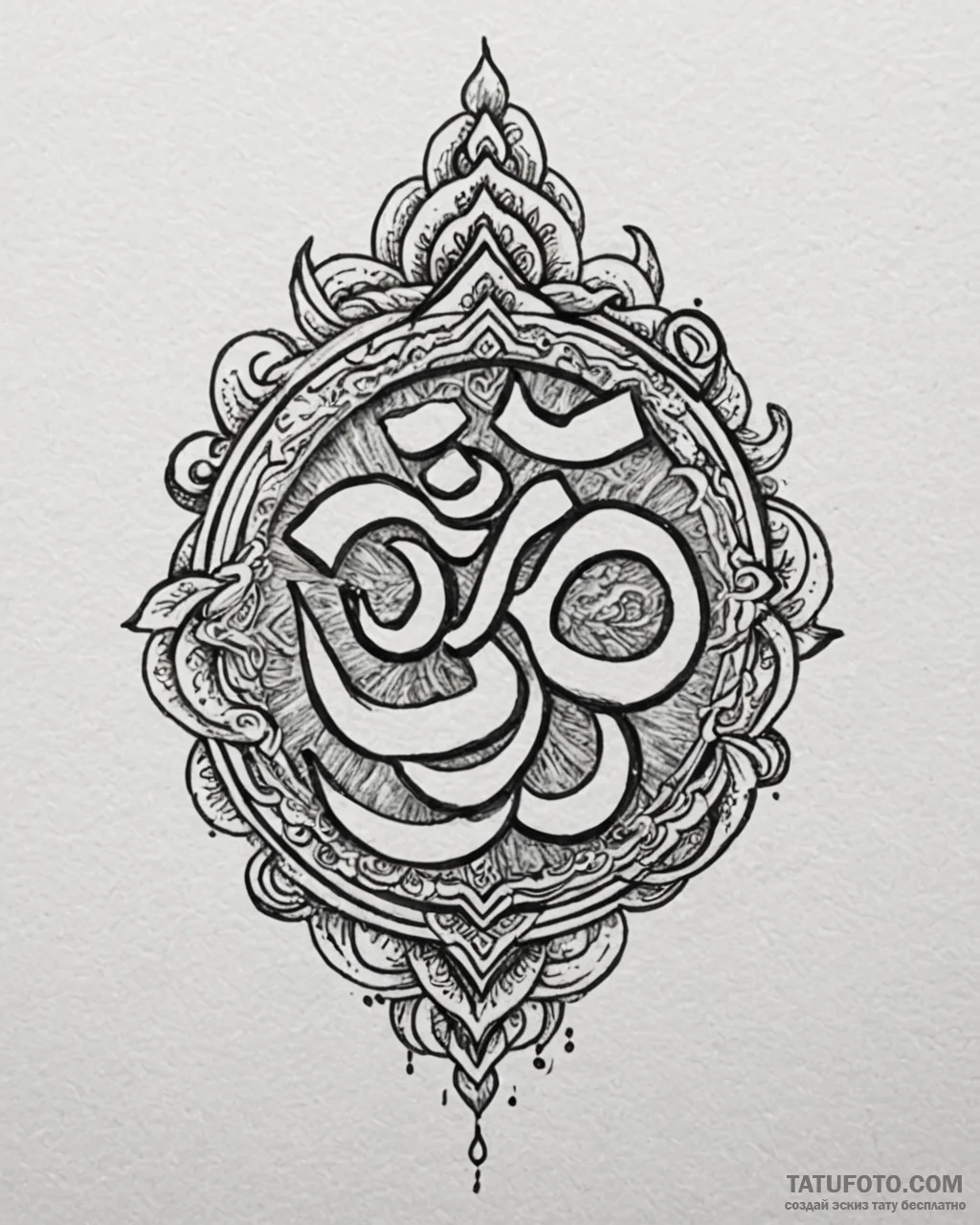 Om (symbol), ink illustration for tattoo, bla... - эскиз тату (№1753051464_0, 20.07.2025 22:44) — Tatufoto.com