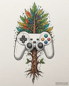 Tattoo sketch a controller's analog stick tra... - эскиз тату (№1753051876_0, 20.07.2025 22:51) — Tatufoto.com