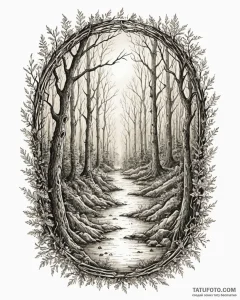 Tattoo sketch a glowing portal frame in a dar... - эскиз тату (№1753052205_0, 20.07.2025 22:56) — Tatufoto.com