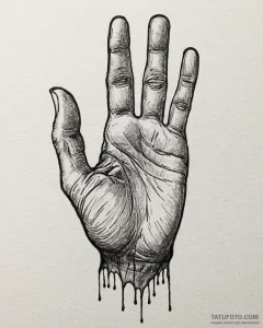 Tattoo sketch a human hand with calloused, ro... - эскиз тату (№1753052781_0, 20.07.2025 23:06) — Tatufoto.com