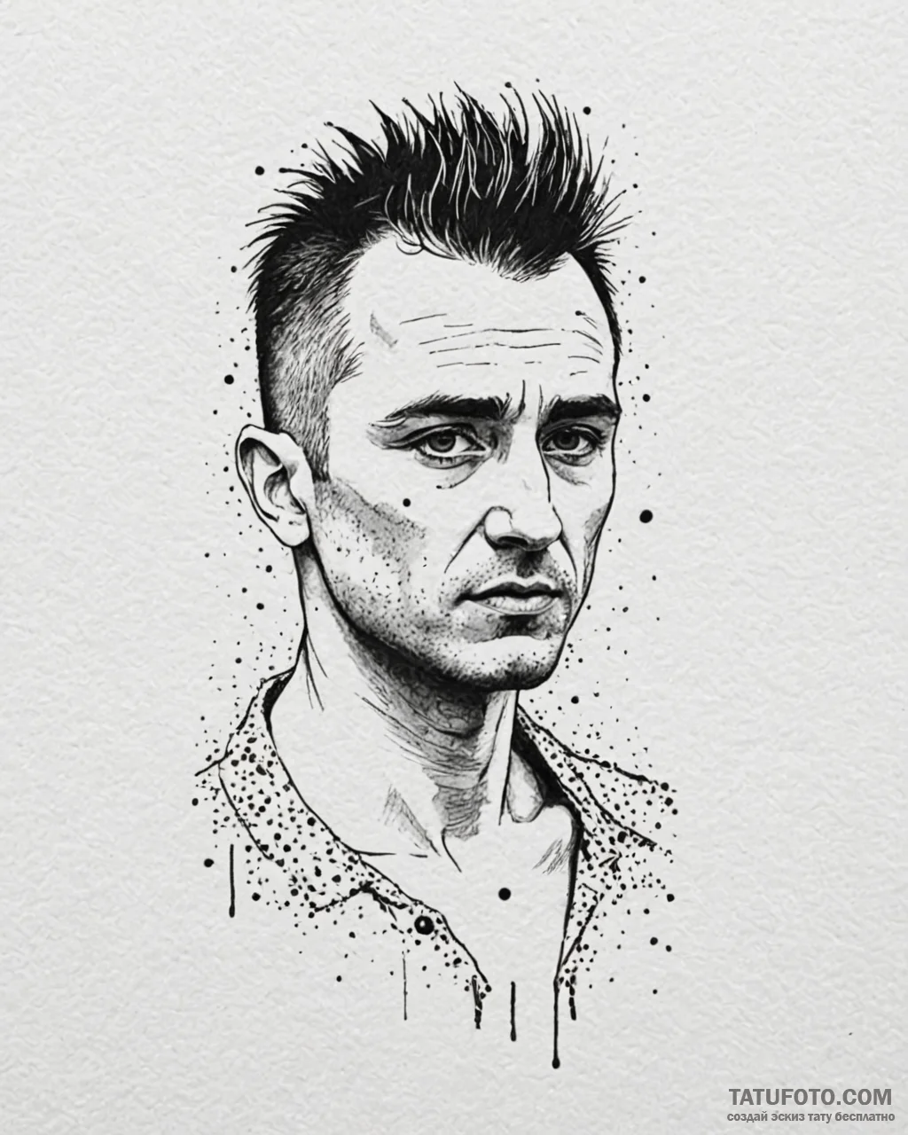 A trash polka portrait of travis bickle from… — эскиз тату (№1753053029_0, 20.07.2025 23:10) — Tatufoto.com