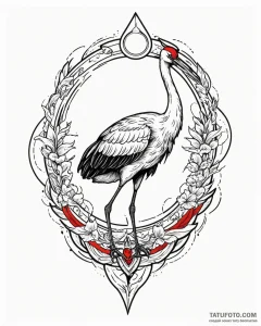Crane, tattoo line art, old school traditiona... - эскиз тату (№1753053277_0, 20.07.2025 23:14) — Tatufoto.com