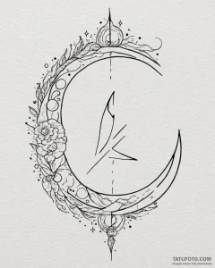 155. tattoo sketch: "gadat" rune with celesti... - эскиз тату (№1753053358_0, 20.07.2025 23:15) — Tatufoto.com