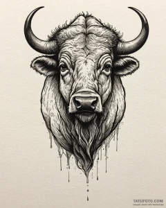Buffalo, tattoo drawing outline, on a clean w... - эскиз тату (№1753053524_0, 20.07.2025 23:18) — Tatufoto.com