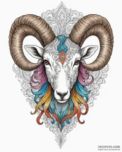 Tattoo sketch an aries ram's head with subtle... - эскиз тату (№1753053689_0, 20.07.2025 23:21) — Tatufoto.com