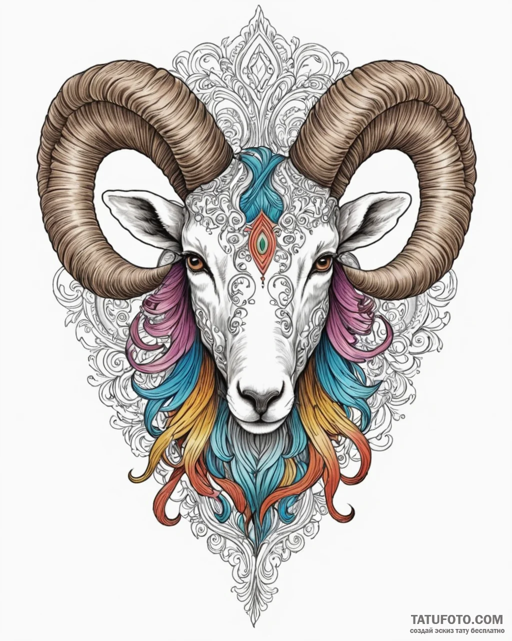 Tattoo sketch an aries ram's head with subtle... - эскиз тату (№1753053689_0, 20.07.2025 23:21) — Tatufoto.com