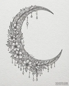 Tattoo sketch: an elegant lunitsa (crescent m... - эскиз тату (№1753054433_0, 20.07.2025 23:33) — Tatufoto.com