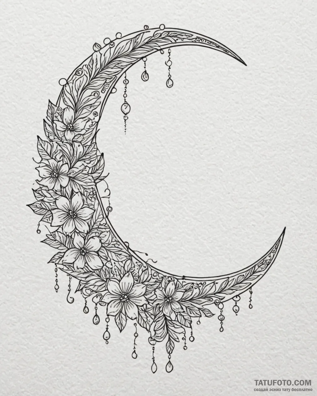 Tattoo sketch: an elegant lunitsa (crescent m... - эскиз тату (№1753054433_0, 20.07.2025 23:33) — Tatufoto.com