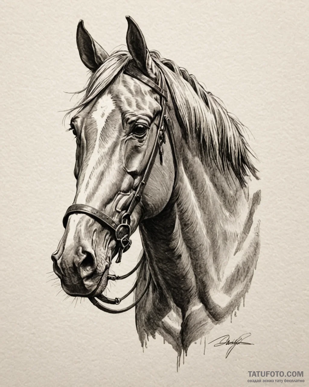 A sketch of roach, geralt's loyal horse., art... - эскиз тату (№1753054598_0, 20.07.2025 23:36) — Tatufoto.com