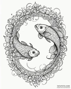 Tattoo design pisces fish in blackwork, with... - эскиз тату (№1753055424_0, 20.07.2025 23:50) — Tatufoto.com
