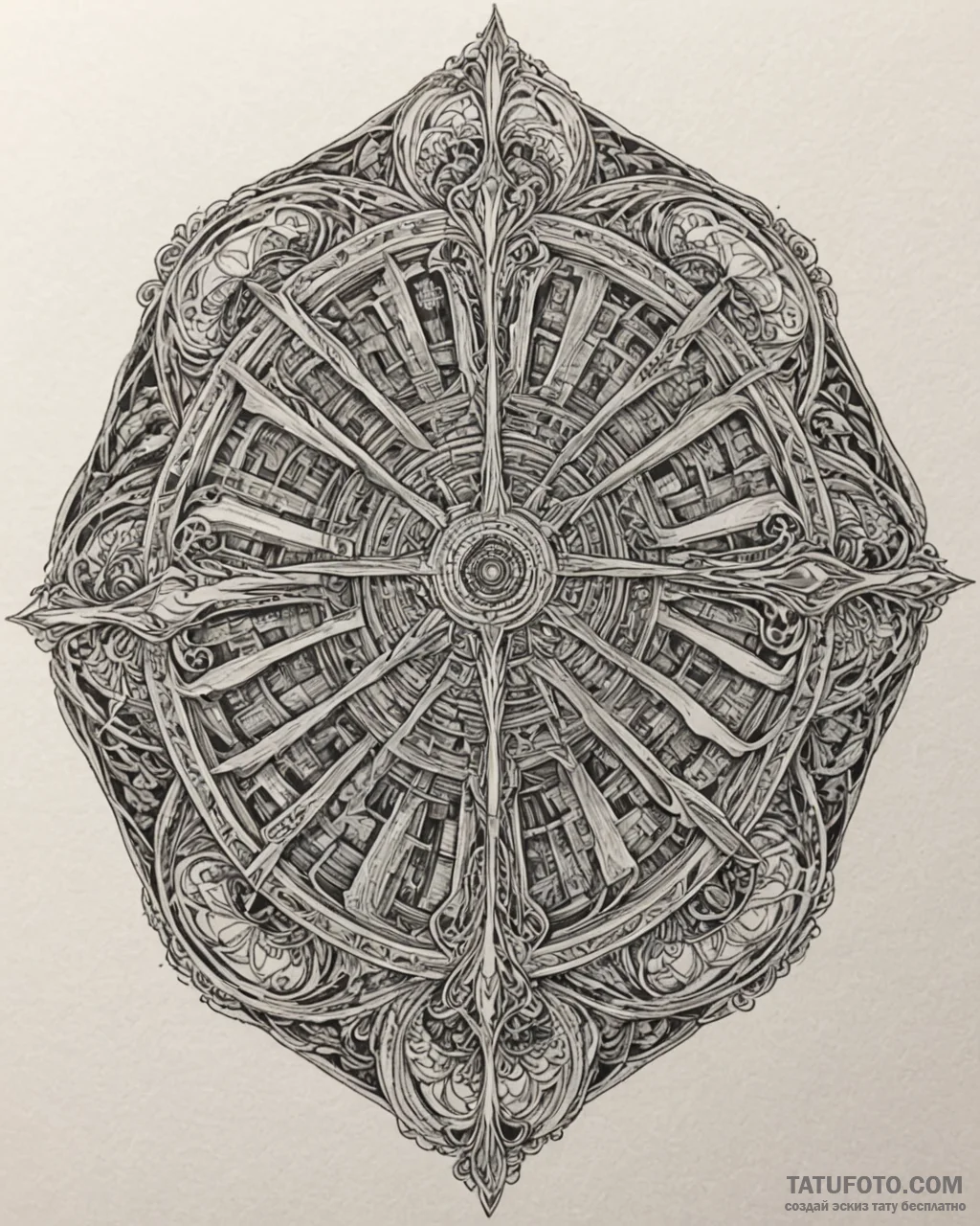 A drone shot of a perfectly symmetrical urban... - эскиз тату (№1753055506_0, 20.07.2025 23:51) — Tatufoto.com