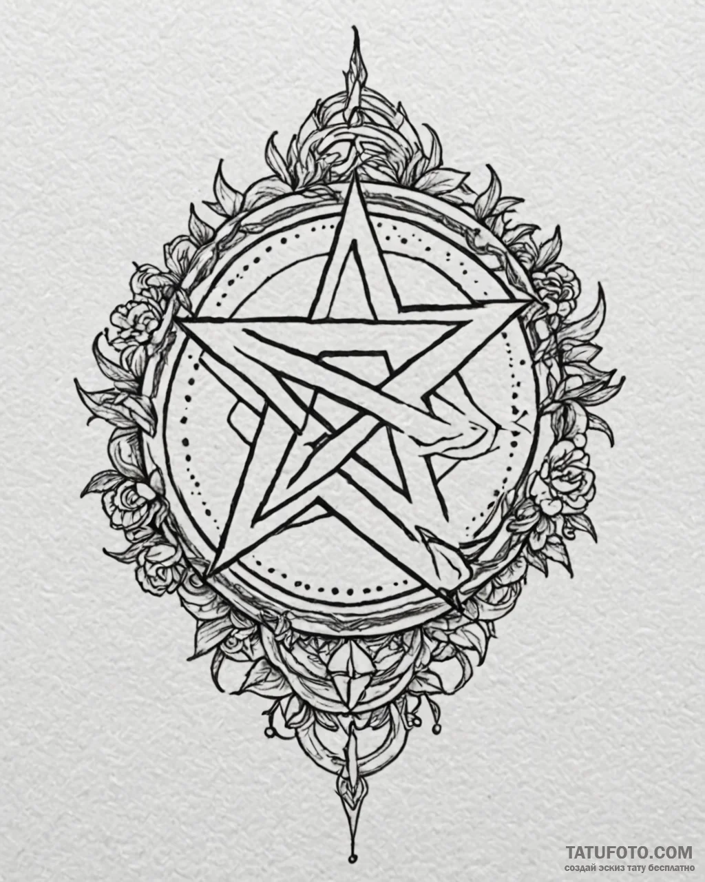 Pentacle, tattoo drawing outline, black and g... - эскиз тату (№1753055838_0, 20.07.2025 23:57) — Tatufoto.com