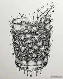 A glass of whiskey on the rocks, with condens... - эскиз тату (№1753056086_0, 21.07.2025 00:01) — Tatufoto.com